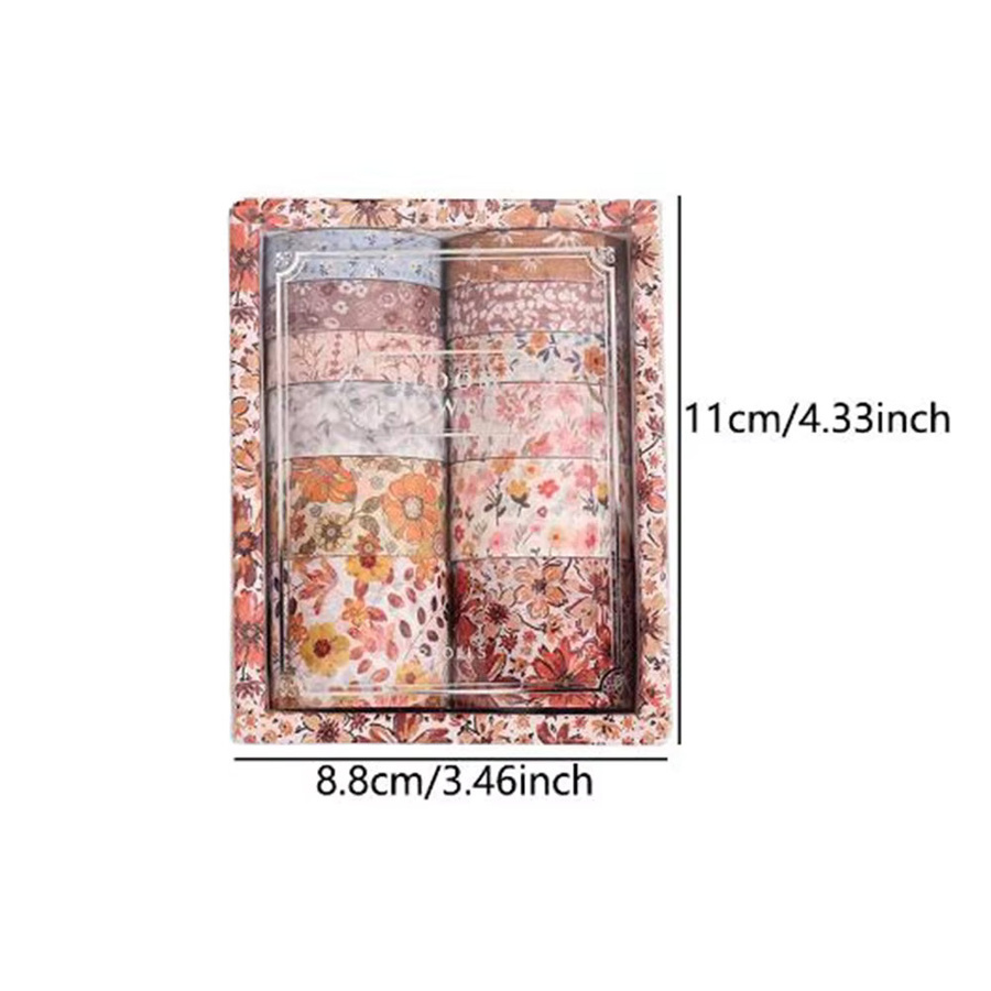 12 Rollen Vintage Blumen Washi Tape Set in Multicolour für DIY Dekoration, Journaling und Scrapbooking - Bild 2
