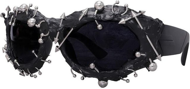 Punk-Vinylbrille Unisex, Vollrand, rund, Kunststoff, schwarz - Bild 1