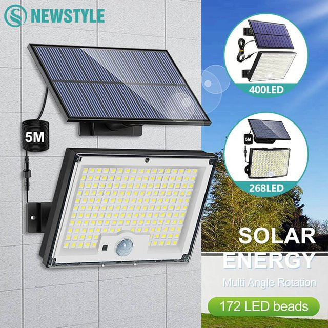 LED Solar Außenleuchte mit Bewegungsmelder in Weiß für Garten, Terrasse und Garage - Bild 1