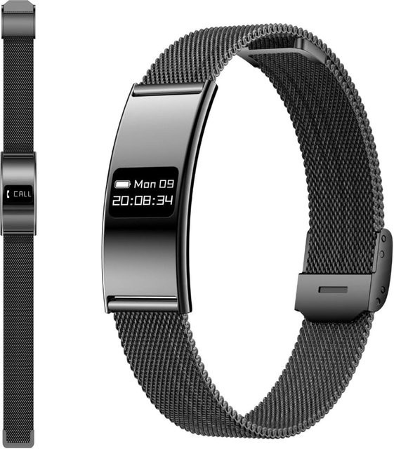 Gotrays Fitness Tracker Smartwatch mit Metallarmband für Damen und Herren, schlanker Aktivitätstracker mit Herzfrequenz, SpO2 und Schlafüberwachung, Schwarz - Bild 1
