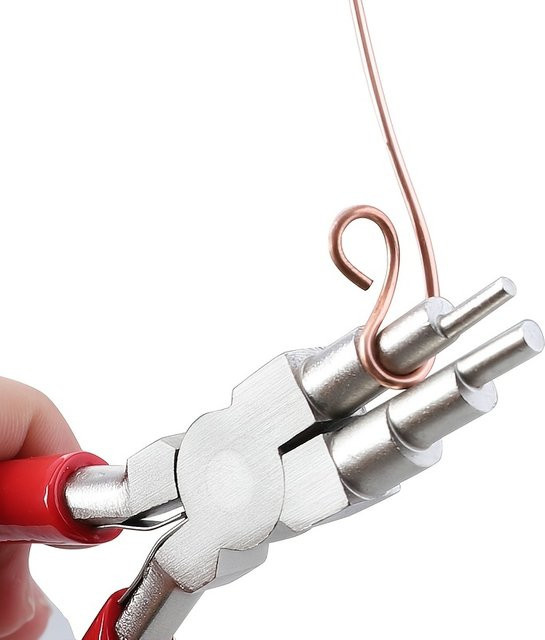 Schmuckzange aus Carbonstahl mit runder Nase und Spitzzange in Rot und Silber für DIY-Drahtarbeiten und Ringe 3-10mm - Bild 1