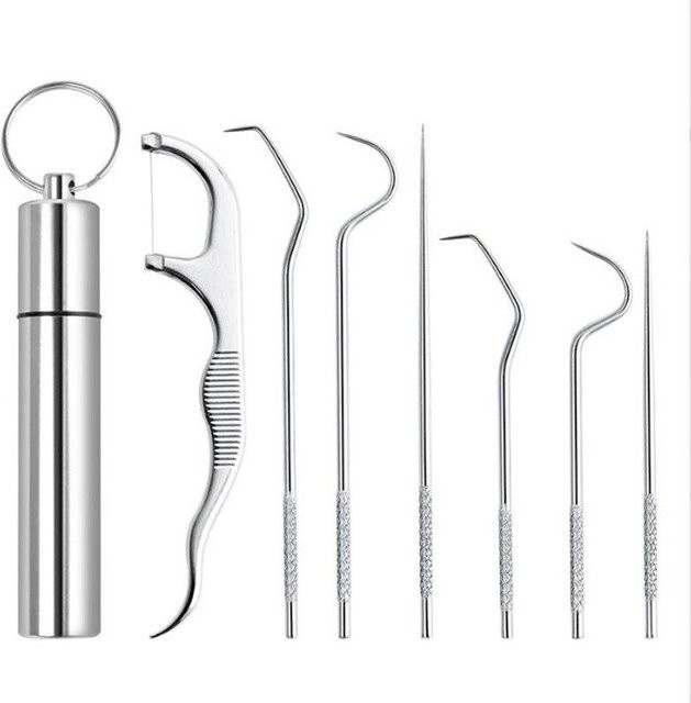 XGobuyFun Zahnstocher Set Edelstahl, Silber, Unisex - Bild 1