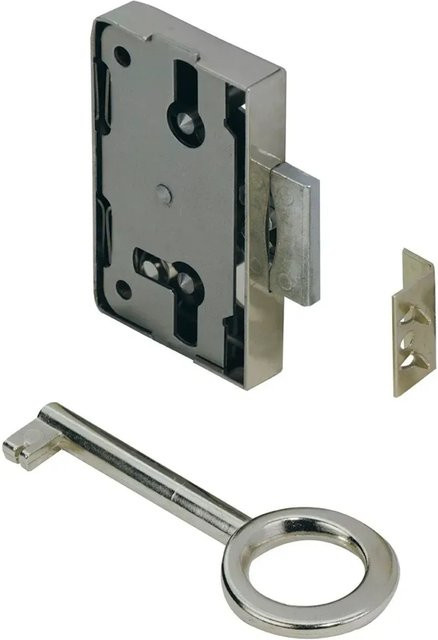 Hettich Nutbart Aufschraubschloss aus Stahl, Farbe Silber, B/T/H: 6,0 x 3,8 x 0,87 cm - Bild 1