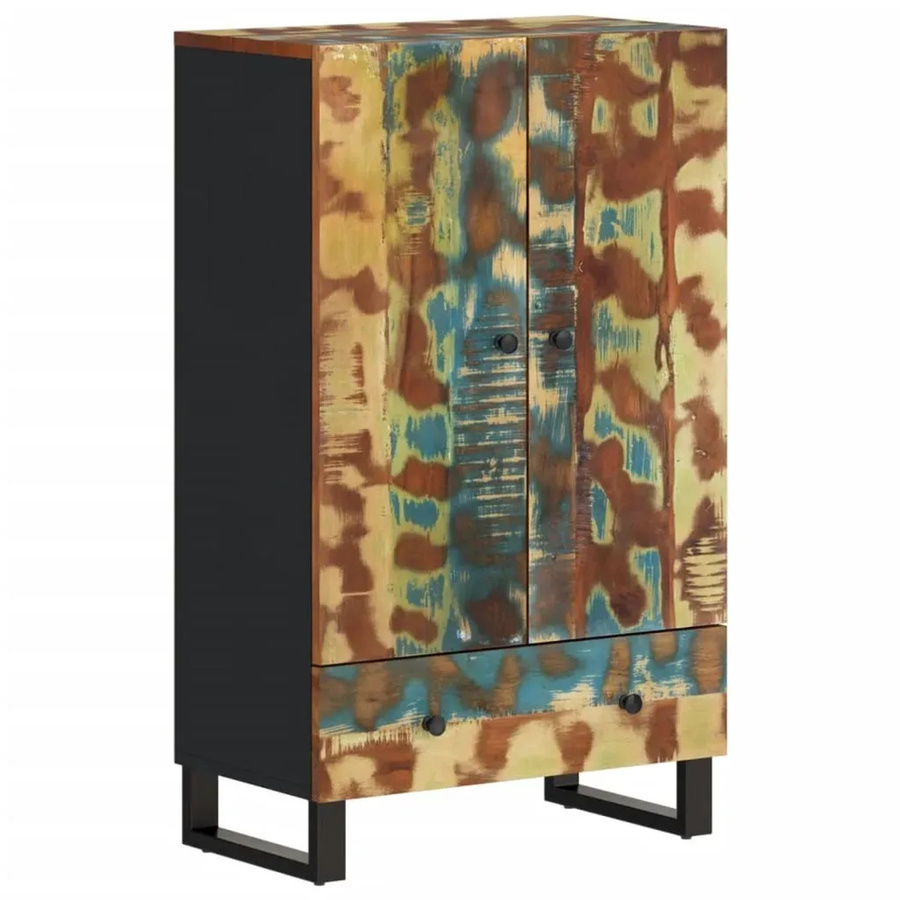 vidaXL Highboard aus massivem Altholz und Eisen in Mehrfarbig, B/T/H: 60 x 33 x 100 cm - Bild 2
