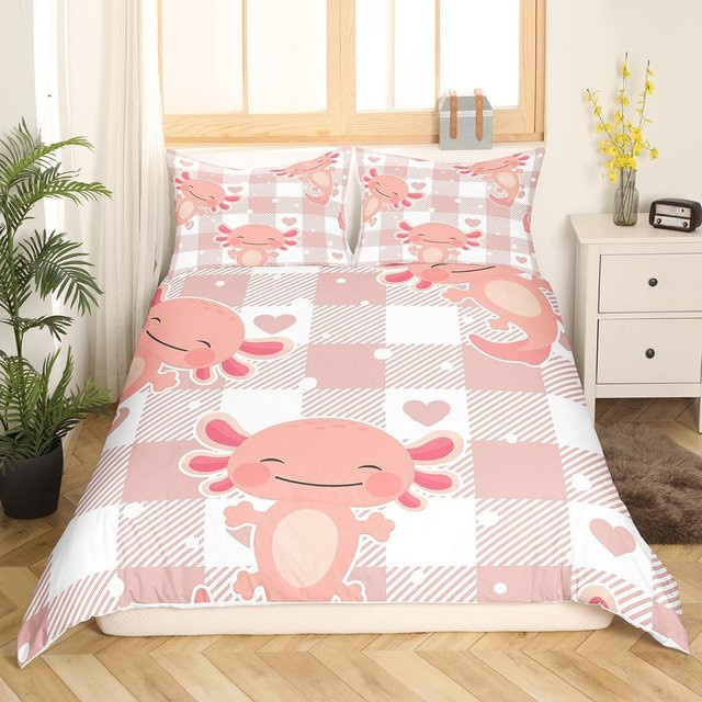 Axolotl Bettwäsche-Set von Binchi Outdoor Product mit Motiv für Kinder, Farbe Pink, B/H: 172 x 172 cm - Bild 1
