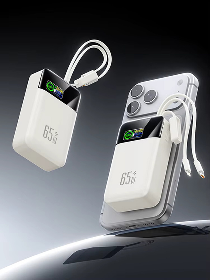 MEIYULIN Powerbank mit 30000mAh Kapazität und 65W USB-C Schnellladegerät in Weiß - Bild 6