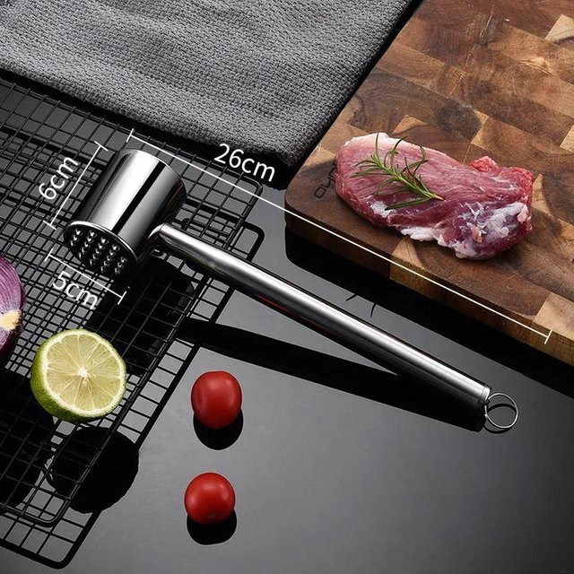 Fleischhammer aus 304 Edelstahl von Yiran Furniture in Schwarz und Silber für Steak, Schweinefleisch und Hähnchenbrust - Bild 1