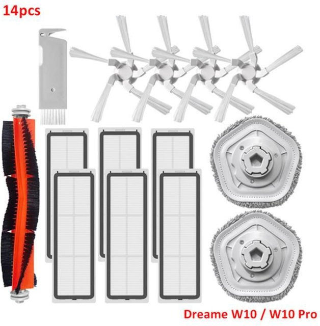 Dreame Bot W10 RLS5C und W10 Pro Zubehör Set in Weiß mit Rollbürste, Seitenbürste, Filter, Wischmopp, Staubbehälter und Halterung - Bild 1