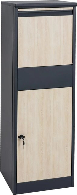 PROREGAL Paketkasten Standbriefkasten in Größe XL aus verzinktem Stahl in Anthrazit mit Holzoptik, H x B x T: 140 x 46 x 45 cm - Bild 1