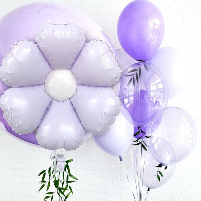 Tissy Latexballons Lila Serie mit Gänseblümchen-Blumenmuster für Geburtstag, Hochzeit und Party-Dekorationen - Bild 1