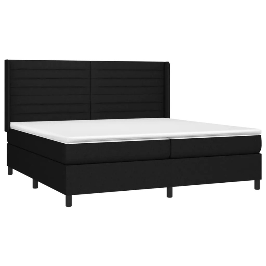 vidaXL Boxspringbett mit Matratze und LED-Unterbettbeleuchtung in Schwarz, B/T: 203 x 203 cm, mit USB-Ladeanschluss und Taschenfederkern - Bild 2