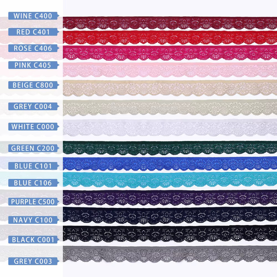 St.Lucas Elastisches Spitzenband mit Blumenmuster, Breite: 2,5 cm, 5 Yards, Grau und Mehrfarbig - Bild 4