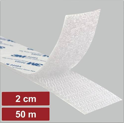 Electronic Garage Klettband zum Aufkleben mit Haft- und Flauschteil, Farbe: Weiß, Länge: 50 m, Breite: 2 cm - Bild 1