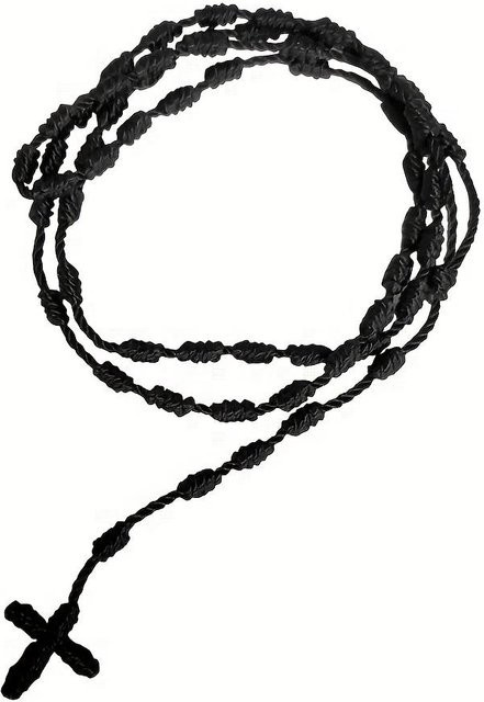 Ambiel Charm Gebetskette, Kreuz Anhänger, Schwarz, Unisex - Bild 1