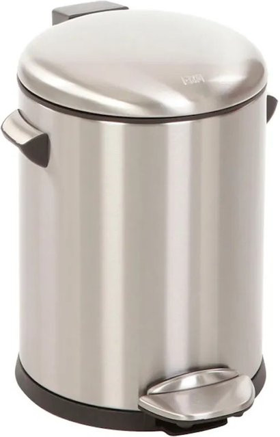 PROREGAL Retro Treteimer Silber mit markanten Griffen und Kugelkappe, Höhe: 30 cm, Durchmesser: 20,5 cm - Bild 1