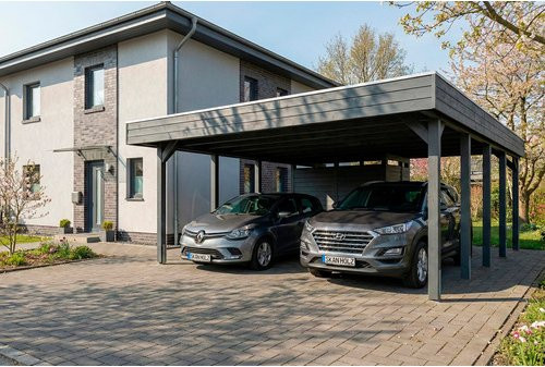 SKANHOLZ Carport Friesland mit Abstellraum und Flachdach, Schiefergrau, B: 546 cm, T: 708 cm - Bild 1