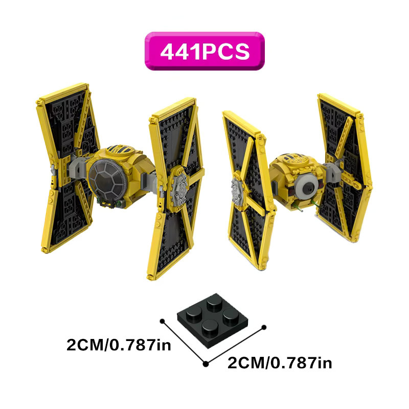 MOCBUILDING Starfighter-Modell aus Kunststoff in Gelb als kreatives Weltraum-Fahrzeug zum Zusammenbauen - Bild 2