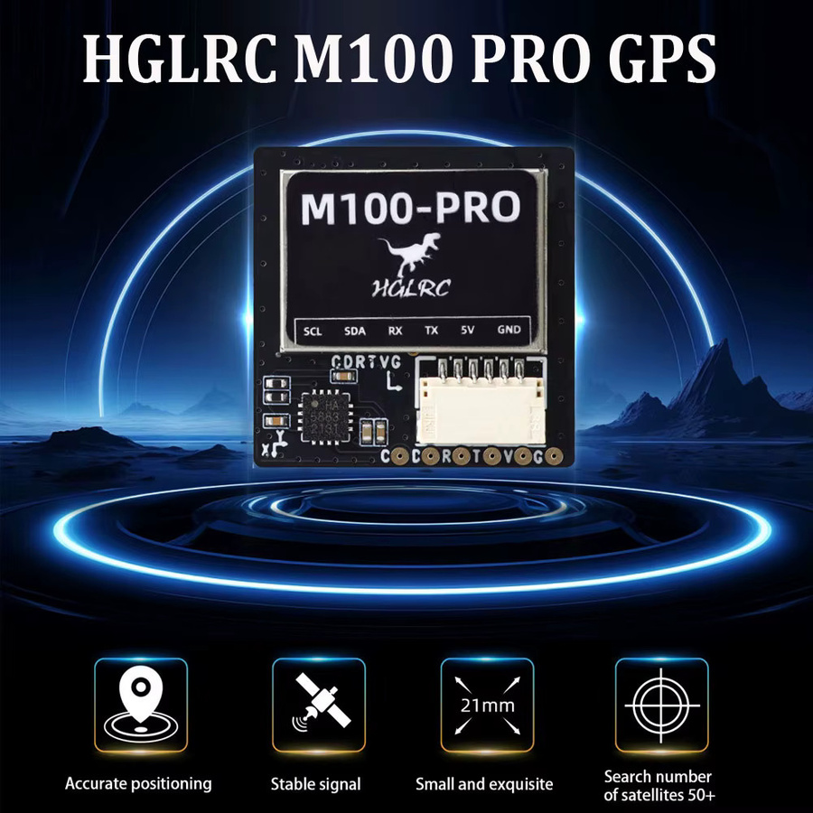 HGLRC M100 PRO GPS-Modul mit B101 Protokollchip der 10. Generation und QMC5883L Kompass in Schwarz für FPV Racing und Freestyle Drohnen - Bild 2