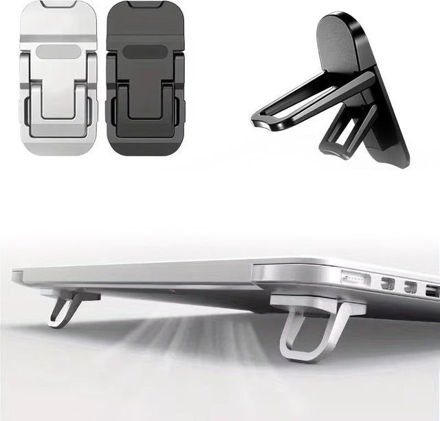 Tragbarer Mini-Laptop-Ständer in Silber mit verstellbaren Winkeln und faltbarer Halterung für MacBook, Huawei und Xiaomi Notebooks - Bild 1