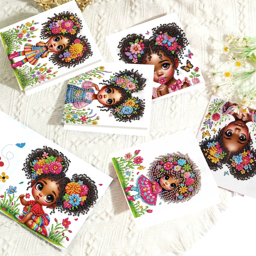 6-teiliges Diamant-Kunst-Malerei Grußkarten-Set mit Umschlägen in Multicolour für Mädchen und Erwachsene - Bild 3