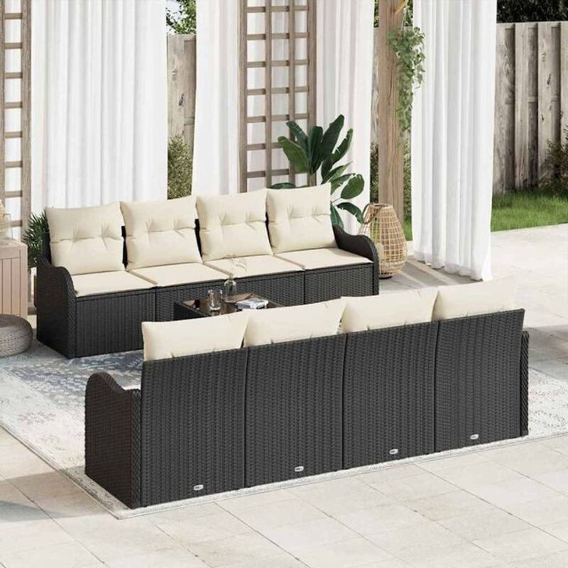 Gartensofa-Set aus Poly-Rattan in Schwarz von vidaXL, B/T/H: 55 x 55 x 37 cm - Bild 1