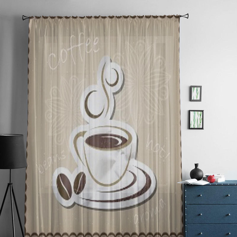 Super Six Transparentes Tüll-Vorhang Icon Kaffeetasse in Beige, Breite: 135 cm, Höhe: 114 cm - Bild 3
