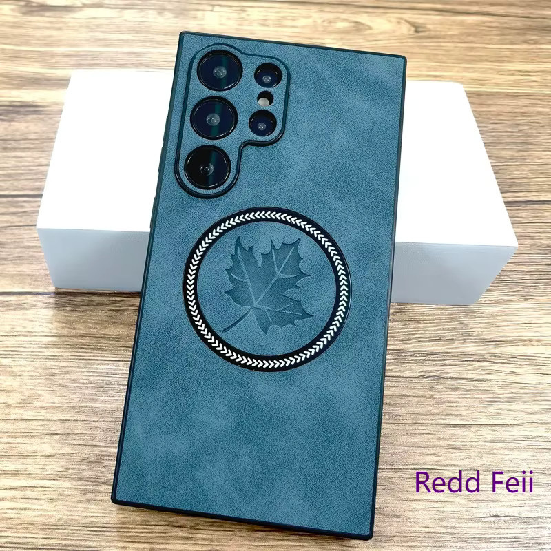 Luxuriöse Lederhülle für Samsung Galaxy S26 S25 S24 S23 S22 S21 Note 20 Ultra Plus FE Edge mit MagSafe-Ladefunktion in Blau - Bild 1