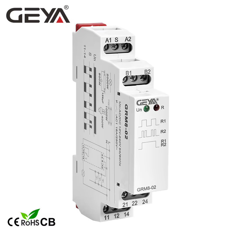 GEYA GRM8 Elektronisches Rast-Relais für DIN-Schiene, Impuls- und Speicherrelais, SPDT 16A, AC230V oder AC/DC 12-240V, Weiß - Bild 2