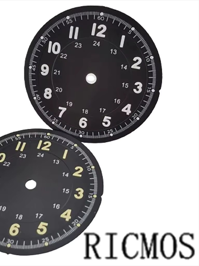 RICMOS Uhrenzifferblatt Field Pilot Classics, 29 mm, weiß/schwarz/grün/lila - Bild 3