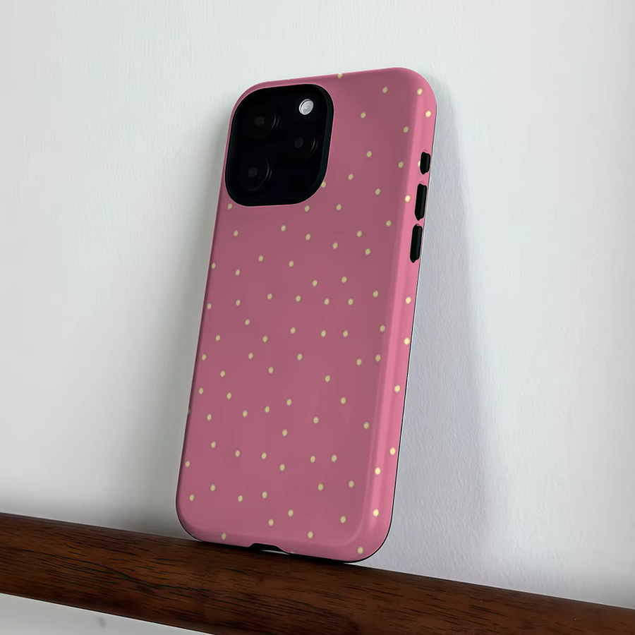 CaseLumi Matte Bumper MagSafe Hülle für iPhone 17 16 15 14 13 Pro Max Stoßfeste PC-Schutzhülle mit Blush Gold Punkten - Bild 3
