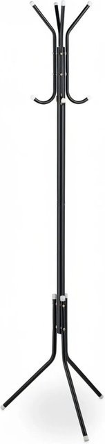 Relaxdays Garderobenständer aus Eisen in Schwarz mit 8 Haken und Dreibein-Gestell, Höhe: 169 cm, Breite: 40 cm, Tiefe: 48 cm - Bild 1