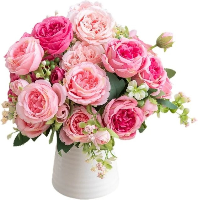 ZQCY Künstliches Pfingstrosen Bouquet in Pink für Tischdekoration und Hochzeiten - Bild 1