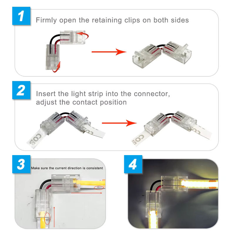 FUNZENXIN L-Form LED Streifen Stecker Transparent für WS2812 WS2815 COB Streifen, Breite: 8 mm bis 12 mm - Bild 2