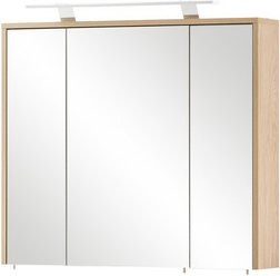 Schildmeyer LED-Spiegelschrank Mali in Eiche Hell Braun mit Glasfront, B/H: 83,3 x 77,3 cm - Bild 1