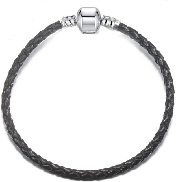 Armband Lederseil, Silberverschluss, 19 cm, grau, Damen - Bild 1