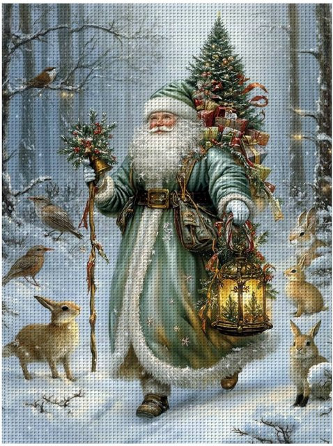 DIY Kreuzstich-Set Weihnachtsmann Stickerei-Kit, Mehrfarbig, Breite: 30 cm, Höhe: 40 cm - Bild 1