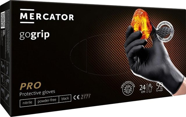 Mercator GoGrip Nitrilhandschuhe Schwarz Größe L 50 Stück - Bild 1