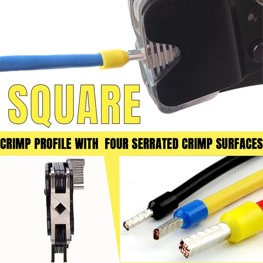 Professionelle Ratschen-Crimpzange für Hohlstecker, AWG 30–6 (0,08–16 mm²), manuelles Kabel-Crimpwerkzeug für Steckerlängen von 0–25 mm - Bild 4