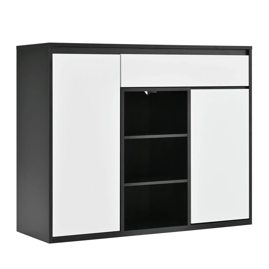 okwish Schuhschrank modern in Schwarz und Weiß mit 2 Türen und 1 Schublade, B/T/H: 105 x 39,5 x 86 cm - Bild 2