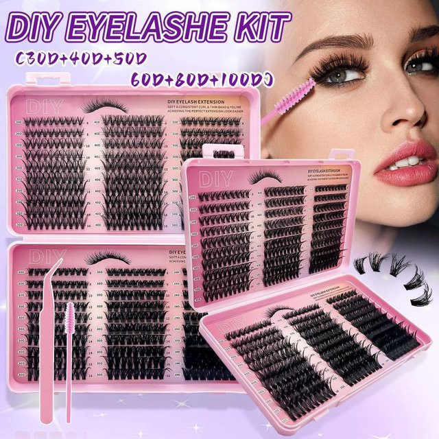 HNKMP DIY Wimpern-Cluster-Set D-Curl, Unisex, Natürlich - Bild 1