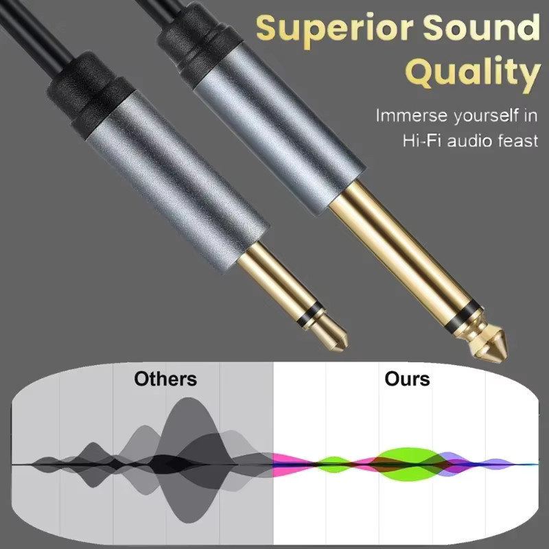 MACDOT Audio-Adapterkabel Mono TS 6,35 mm auf 3,5 mm Klinke, Schwarz - Bild 4