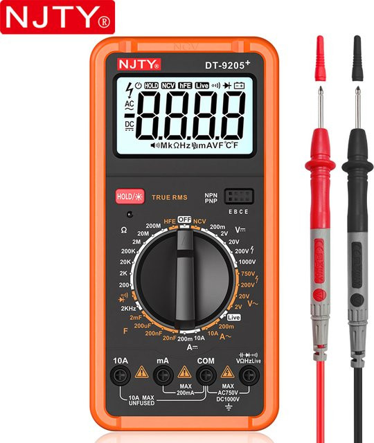 NJTY DT-9205+ Digitales Multimeter mit manueller Bereichswahl für Spannung, Strom, Widerstand und Frequenz - Bild 1