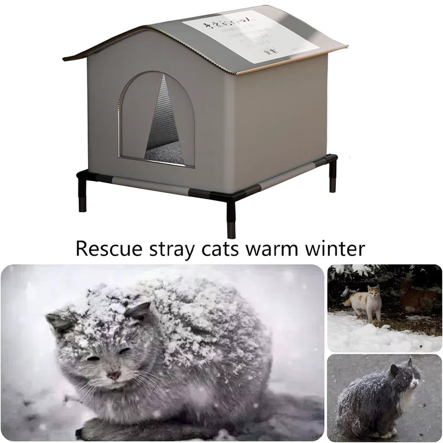 Wasserdichte Katzenhöhle in Grau mit Matte, faltbare Sommer-Kühlunterkunft für Katzen und kleine Hunde - Bild 5
