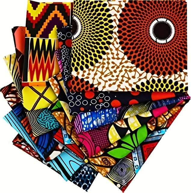 WENYUYA 8er Set Afrikanischer Wachsstoff aus Polyester mit Digitaldruck, Mehrfarbig, B/H: 50 x 40 cm - Bild 1