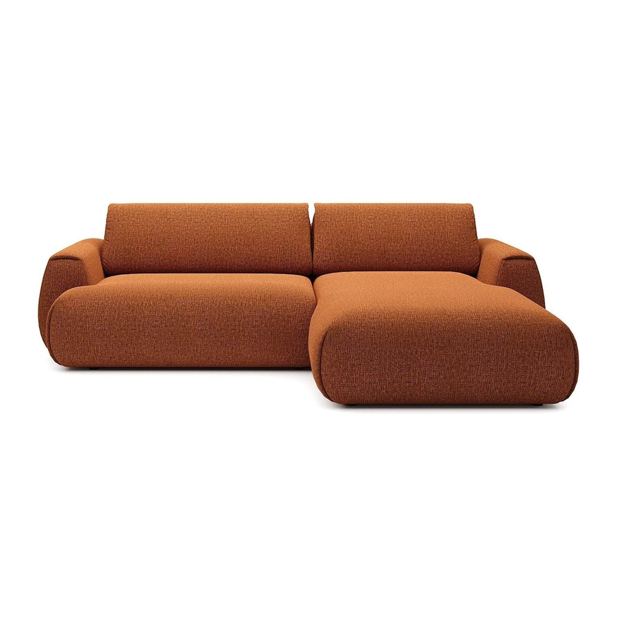 Vente-unique Schlafsofa Monelia in Terracotta mit L-Form und Schlaffunktion, Breite: 270 cm - Bild 2