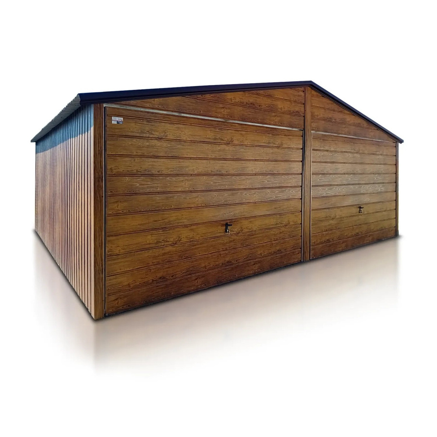 Liderstal Doppelgarage Basic aus Blech mit Satteldach und Schwingtor in Holzoptik Dunkelbraun B/T/H: 600 x 500 x 280 cm - Bild 2