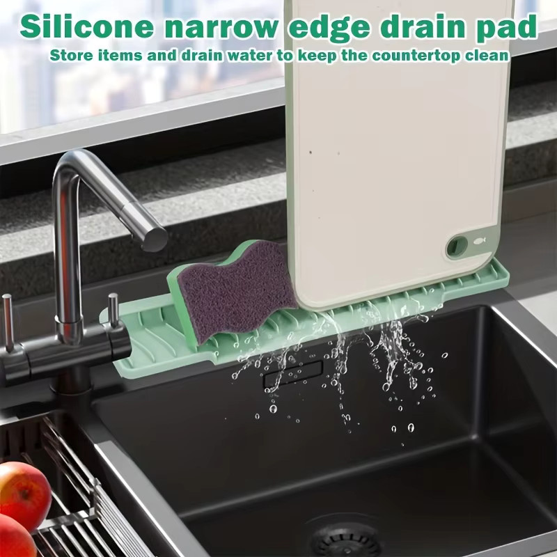 KEMORELA Silikonmatte für die Küchenarmatur in Grau, rutschfeste Abflussmatte mit Neigung zur Wasserführung für Badezimmer und Küche - Bild 5