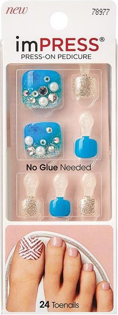 Kiss Press-On Pedicure Aqua, Künstliche Fußnägel, Glänzend - Bild 1