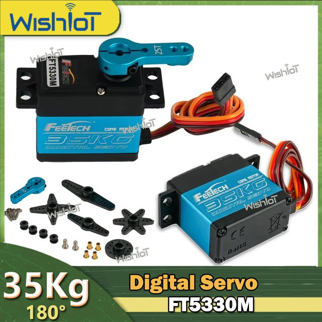 wishiot Digitaler Servomotor, Metallgetriebe, 180 Grad, hohes Drehmoment, Spielzeugteile - Bild 1