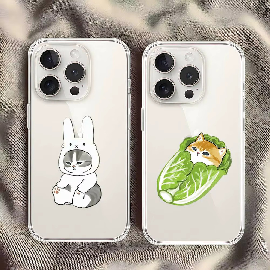 M-mofusand Katzen Handyhülle Transparent mit Stoßfänger-Schutz für iPhone 17 16 15 14 13 12 11 Pro Max Mini - Bild 1